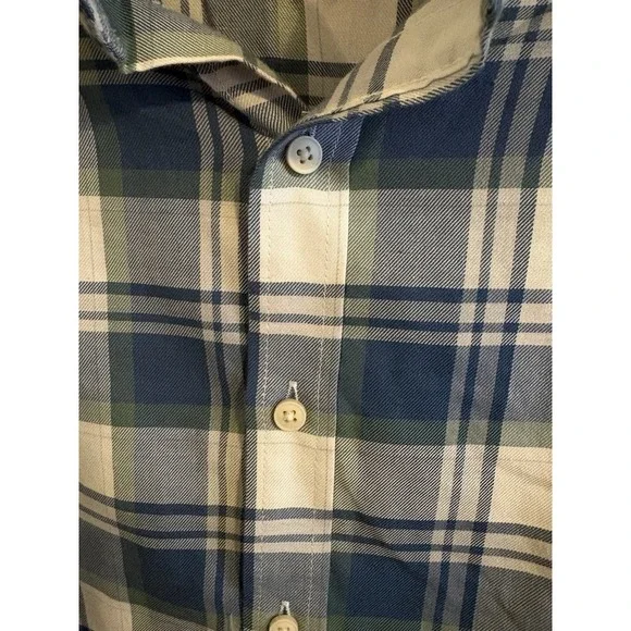 IZOD Saltwater Plaid Shirt Men XL Blue Green Coastal Button‎ Down Cotton - Picture 5 of 7